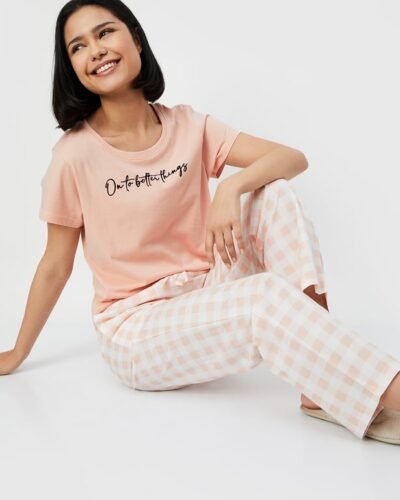 Women Checked PJ Set