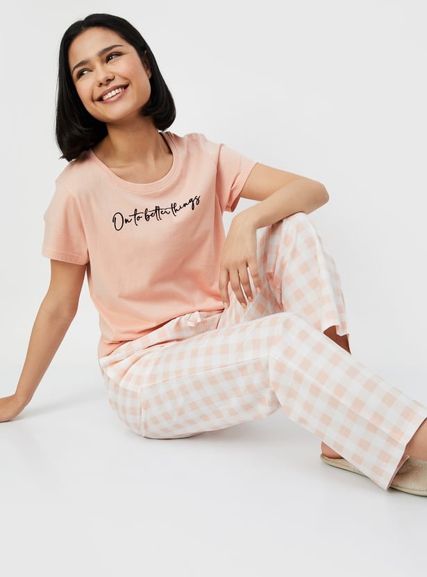 Women Checked PJ Set