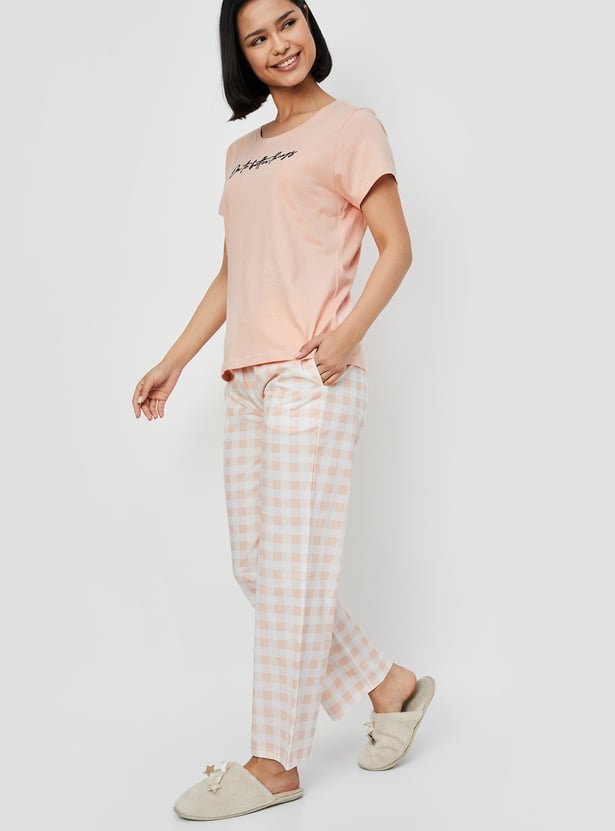Women Checked PJ Set - Image 2