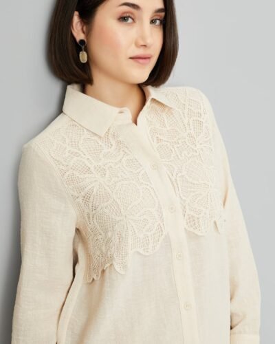 Women Lace Yoke Shirt