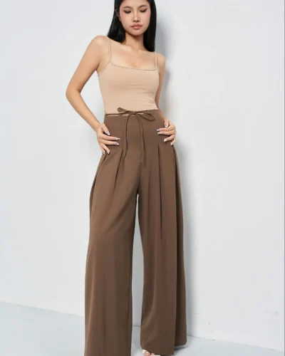 Cinched Drawstring Wide Leg Pants