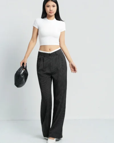 Striped Boxer Wide Leg Trousers
