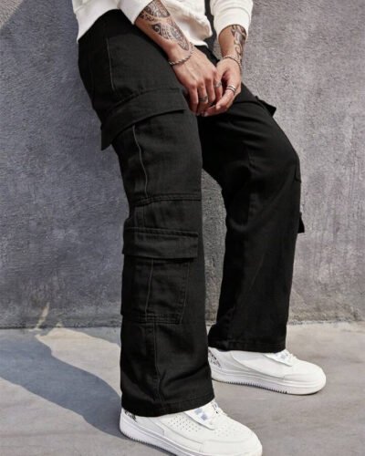 Carbon Black Men Baggy Fit Cargo