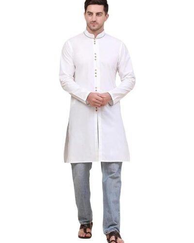QISHTAR Men's Cotton Knee Length Straight Kurta