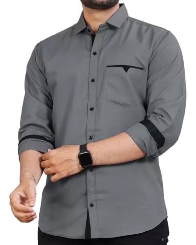 Men's Regular Fit Solid Soft Touch Cotton Casual Shirt with Pocket