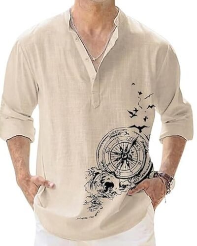 Men's Cotton Blend Mandarin Collar Self One Design Full Sleeve Casual Short Kurta