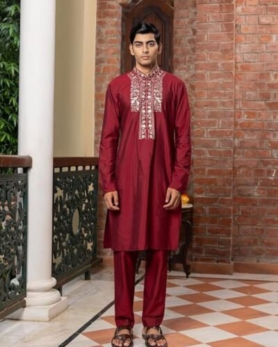 Saha Embroidered Katan Kurta for Men – Elegant, and Perfect for Festive & Special Occasions