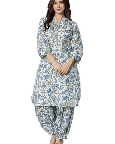 Women's Cotton Kurta Set with Palazzo Pants