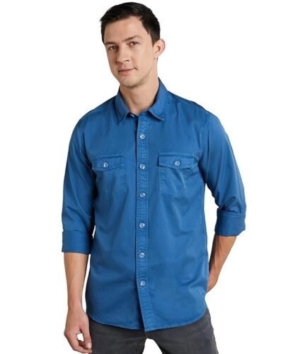 Men's Casual Washed Cotton Twill Shirt
