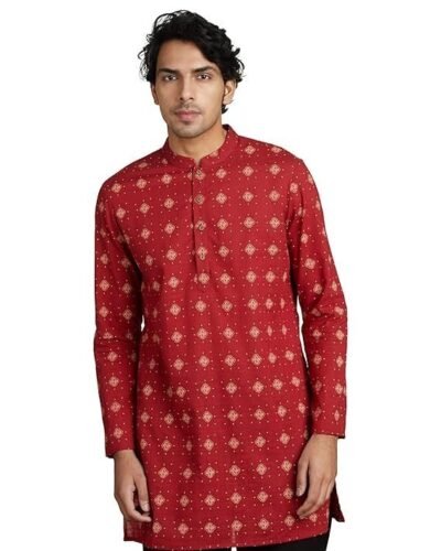 Symbol Men's 100% Cotton Mid Length Casual Kurta