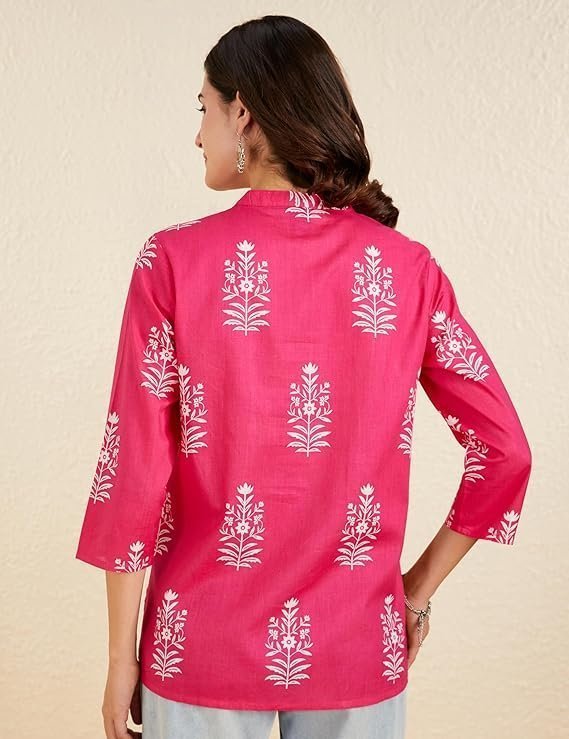 Women's Cotton Printed A-line Short Kurti | Available in Plus Size - Image 2