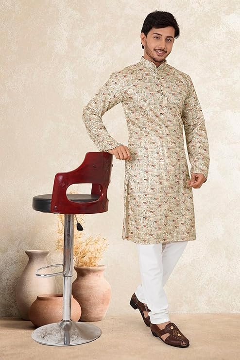 Kaavvllee Men’s Digital Print & Embroidered Kurta - Image 3