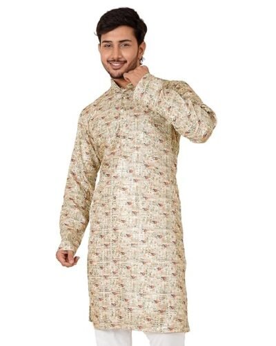 Kaavvllee Men’s Digital Print & Embroidered Kurta