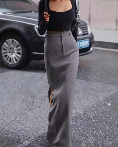 Korean Sleek Slit Skirt