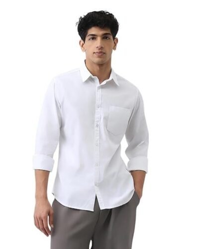 Fashion Men's Cotton Full Casual Solid Shirt