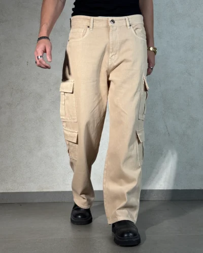 Sand Wash Nude Men Baggy Fit Cargo