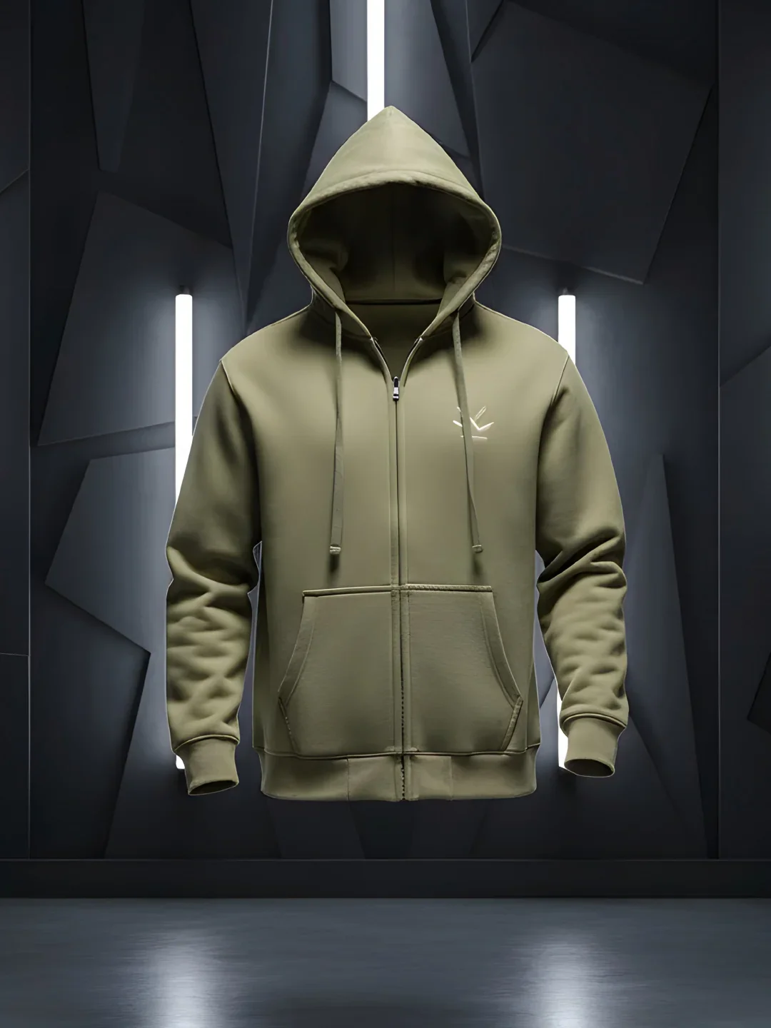 Soft fleece hoodie with tonal logo & stitch detail | Light Green